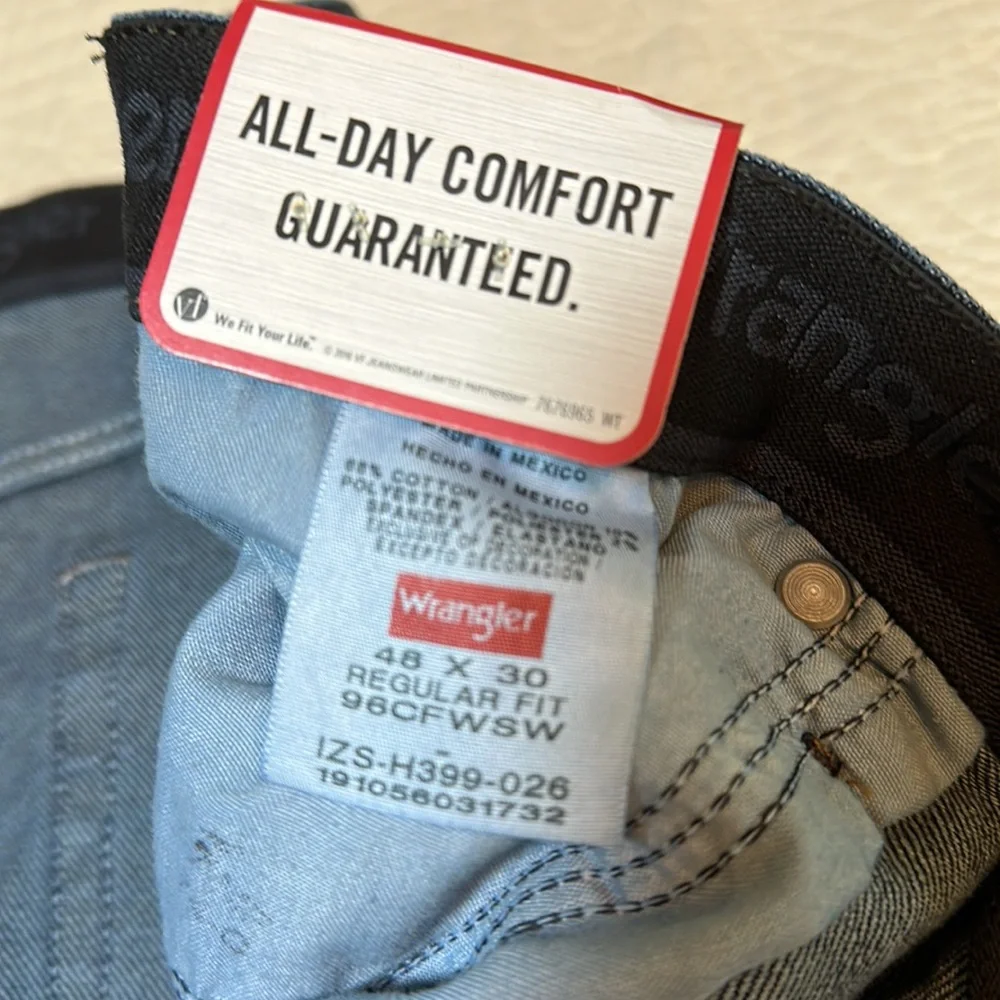 Wrangler Performance Series Regular Fit Cotton Stretch Denim Jeans 48x30 NWT - Picture 5 of 13